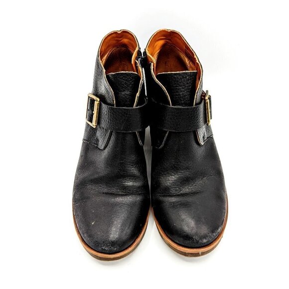Korks by Kork-Ease Size 6.5 (37) Black Pebble Leather Buckle and Zip Heel Bootie - Picture 3 of 6